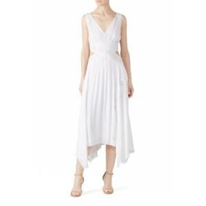 Ramy Brook Ivory Crepe Hourglass V-Neck Sleeveless Lace Cutout Dress Size 10